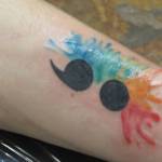 Jonathan Funks semicolon tattoo will likely get more color down the line, but this is what it looked like at the end of his session Friday, Nov. 30. Funk was one of the people who got tattoos and raised money for suicide prevention. (Ben Hohenstatt | Capital City Weekly)