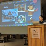 University of Alaska Southeast professor <span style="text-decoration: underline;">X</span>unei Lance Twitchell filled in for the Evening at Egan presentation about Molly of Denali Friday, Nov. 30. Twitchell has had a hand in the program expected to premiere in the summer of 2019 as a consultant and writer. (Ben Hohenstatt | Capital City Weekly)