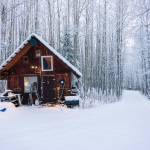 Goldstream dry cabin in morning light and snowfall. (Gabe Donohoe | For the Juneau Empire)