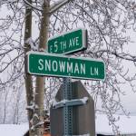 Snowman Lane street sign in North Pole Alaska. (Gabe Donohoe | For the Juneau Empire)