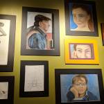 Artwork by Juneau-Douglas High School students was displayed during the Juneau Youth Services student art show at Baranof Heritage Cafe on Friday, Dec. 7, 2018. (Ben Hohenstatt | Capital City Weekly)