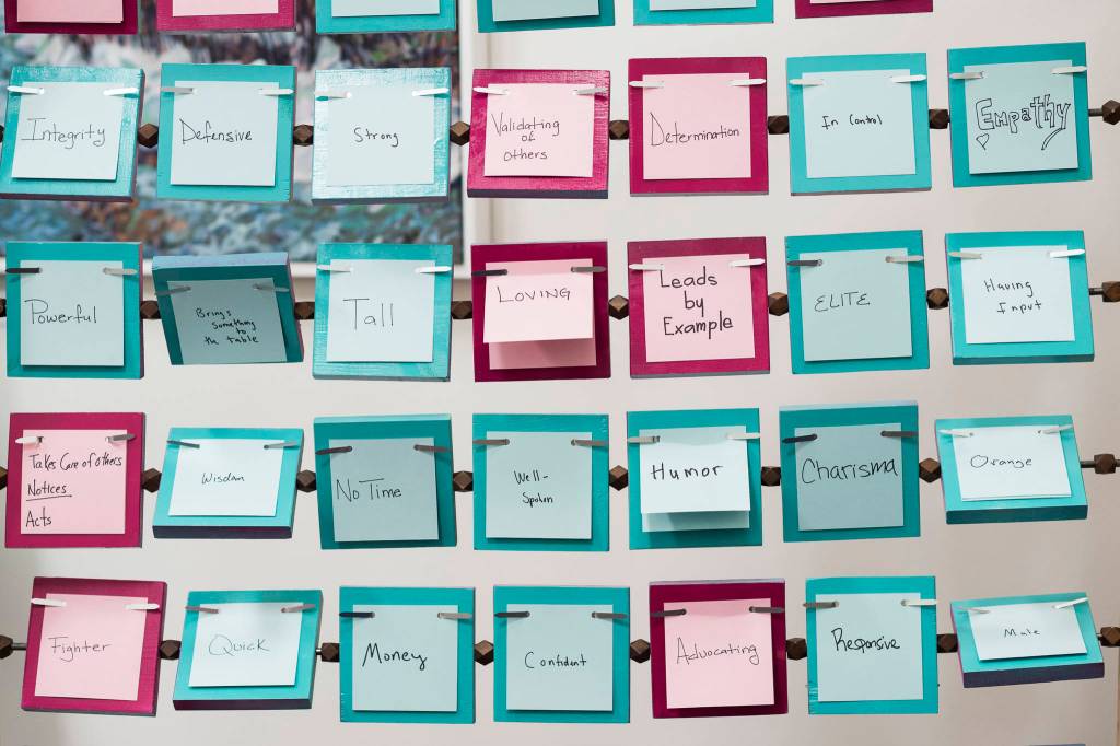 The Rolodex Project//On Leadership by artist Sarah Campen, an interactive film and sculpture on display at The Davis Gallery in Centennial Hall during Gallery Walk on Friday, Dec. 7, 2018. (Michael Penn | Juneau Empire)