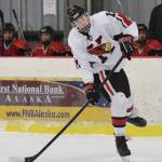 Kenais Aidan Milburn winds up for a shot Wednesday night against Juneau-Douglas at the Kenai Multi-Purpose Facility. (Joey Klecka | Peninsula Clarion)
