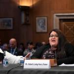 Kimberly Loring, right, whose sister, Ashley Loring HeavyRunner disappeared from the Blackfeet Reservation in Montana in 2017, is comforted by Patricia Alexander of the Tlingit and Haida Indian Tribes of Alaska, left, as the Senate Committee on Indian Affairs holds a hearing to examine concerns about investigations into the deaths and disappearance of Native American women, on Capitol Hill in Washington, Wednesday, Dec. 12, 2018. (AP Photo | J. Scott Applewhite)
