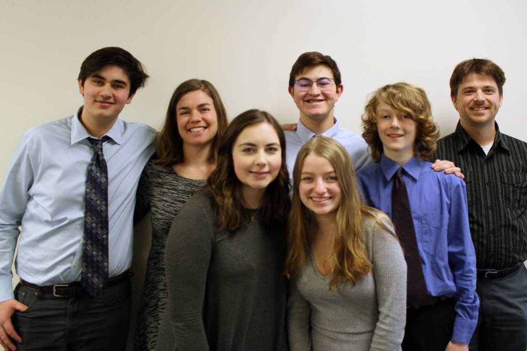 The 2017-18 team, left to right: Momin Razzaque, Bess Crandall (coach), Grace Newman, Alana Paul, Alex Eagan, Aaron Blust, and John Drips (coach). (Courtesy Photo)