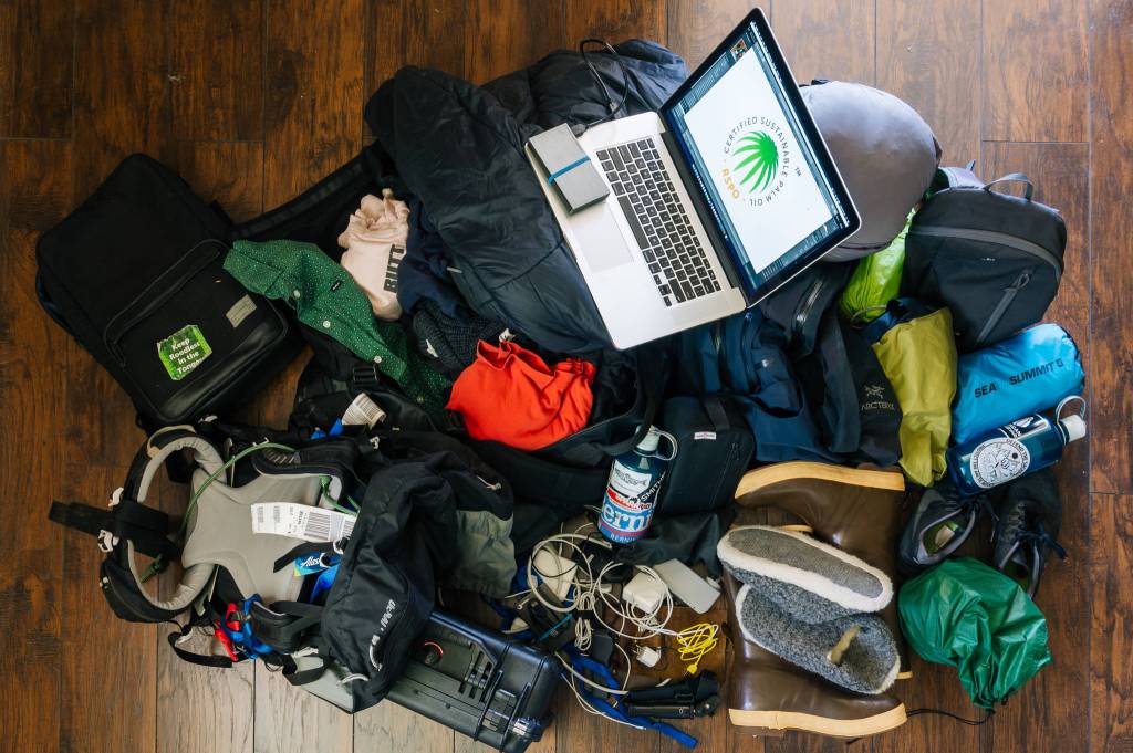 Travel gear, neatly organized. (Gabe Donohoe | For the Juneau Empire)