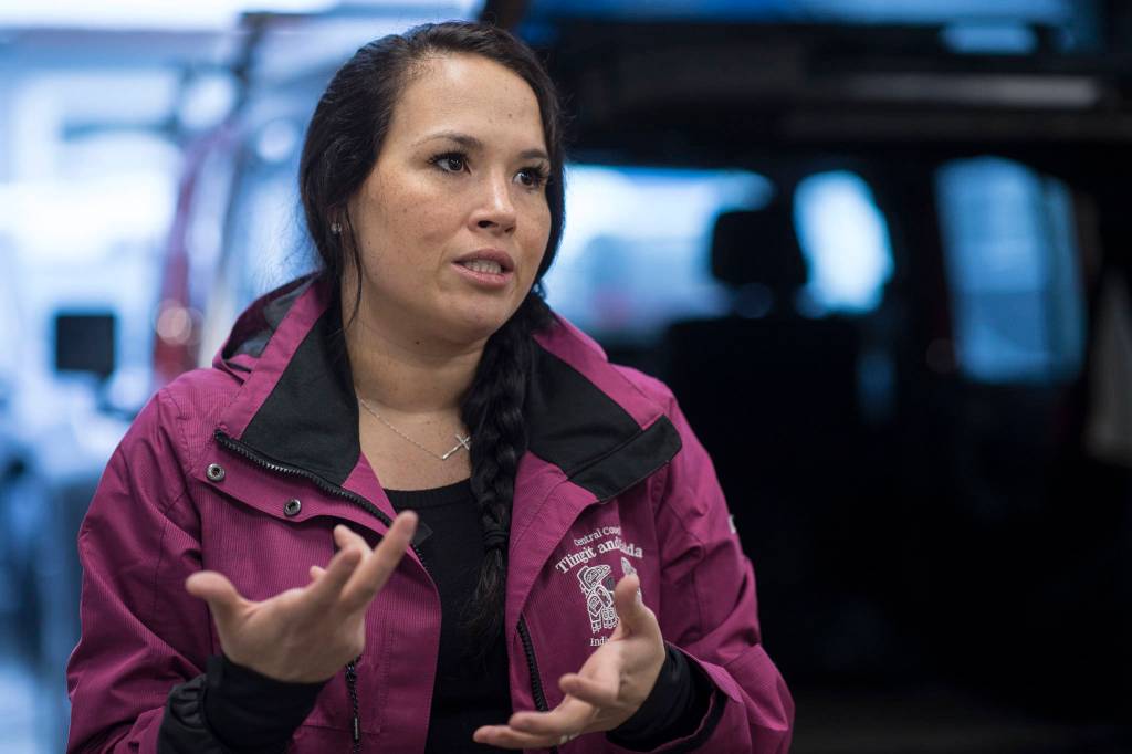 Emily Edenshaw, Business and Economic Development Director for the Central Council of the Tlingit and Haida Indian Tribes of Alaska, speaks about the councils wishes to create jobs for their members during an interview at their newest business, Sacred Shine, on Friday, Dec. 21, 2018. (Michael Penn | Juneau Empire)