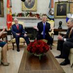 President Donald Trump and Vice President Mike Pence, second left, meet with Senate Minority Leader Chuck Schumer, D-N.Y., right, and House Minority Leader Nancy Pelosi, D-Calif., in the Oval Office of the White House on Tuesday, Dec. 11, 2018 in Washington, D.C. (Evan Vucci | Associated Press File)