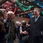 Irene Gallion and Eric Nelson meet with Gov. Michael J. Dunleavy at the 34th Annual Community Welcome Reception at Centennial Hall on Wednesday, Jan. 16, 2019. The reception is funded by donations from businesses, organizations and individuals. (Michael Penn | Juneau Empire)