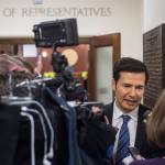 Rep. Neal Foster, D-Nome, is interviewed by members of the media outside the House of Representatives chamber after being voted as Speaker Pro Tempore by House members at the Capitol on Thursday, Jan. 17, 2019. (Michael Penn | Juneau Empire)