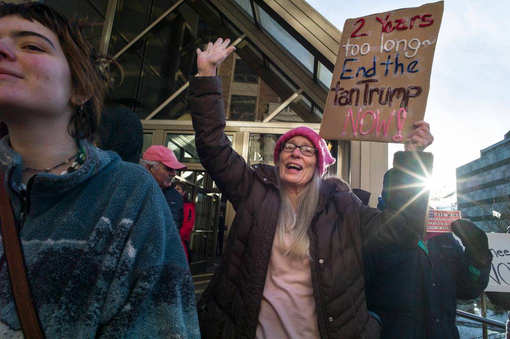 Scenes from the Womens March on Juneau in front of the Alaska State Capitol on Saturday, Jan. 19, 2019. (Michael Penn | Juneau Empire)