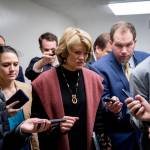 Sen. Lisa Murkowski, R-Alaska, speaks to reporters as she arrives at the U.S. Capitol building on Capitol Hill in Washington, D.C. on Thursday, Jan. 24, 2019. (Andrew Harnik | Associated Press)