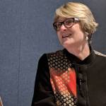 Beth Kerttula, former Alaska State Representative and past Director of the National Oceans Council under President Barack Obama, takes a question at the Mendenhall Valley Glacier Visitor Center for a Fireside Lecture, Jan. 25, 2019. (Ben Hohenstatt | Capital City Weekly)