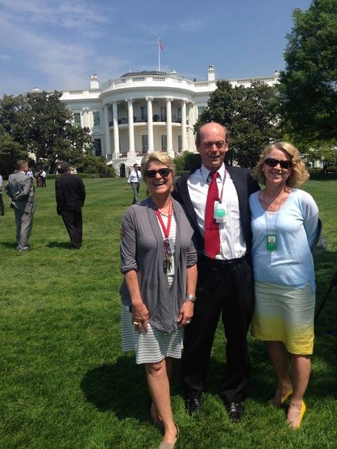 Beth Kerttula, former Alaska State Representative and past Director of the National Oceans Council under President Barack Obama, stands on the South Lawn in front of the White House. (Courtesy Photo | Matt Heavener)