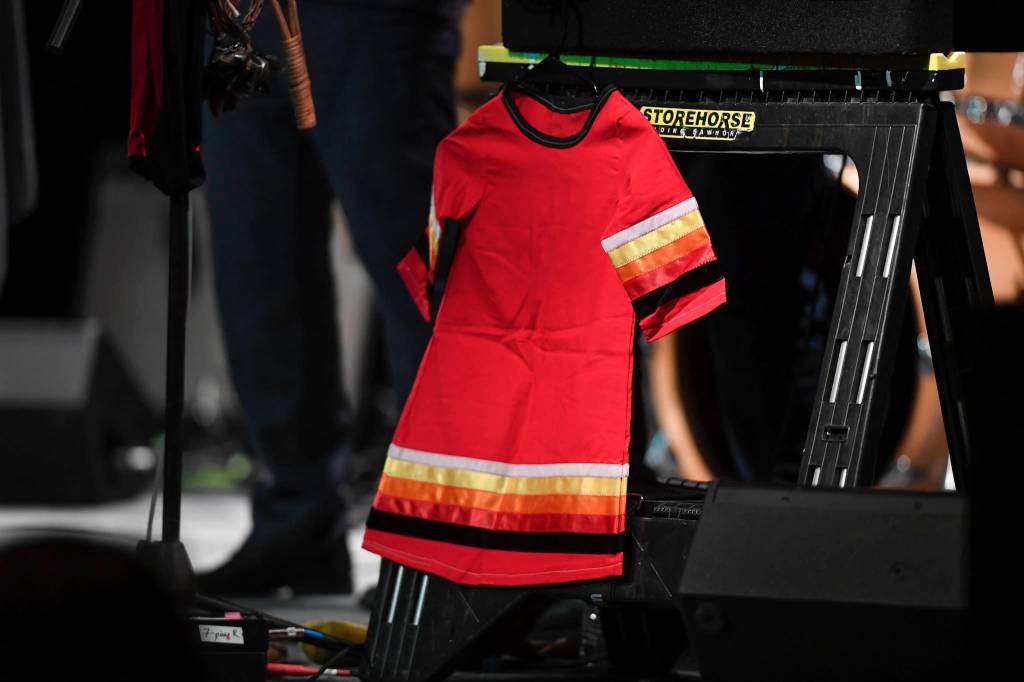 Members of Khu.eex perform at Centennial Hall on Monday, Jan. 28, 2019. (Michael Penn | Juneau Empire)