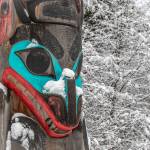 Courtesy PhotoS | <strong>Kerry Howard</strong>                                 Snow rests on the totem at University of Alaska Southeast on Dec. 25.