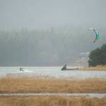 Rob Cadmus kiteboards in the Gastineau Channel on Sunday, Dec. 9, 2018. (Nolin Ainsworth | Juneau Empire)