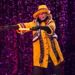 Yellow Jacket by Kathryn Grant Griffin, modeled by Sharyl Pels, at the Wearable Art Show at Centennial Hall on Saturday, Feb. 17, 2018. (Michael Penn | Juneau Empire File)