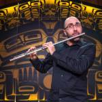 Armenian-American flautist Tigran Arakelyan, the Music Director of the Northwest Mahler Festival in Seattle and the Port Townsend Orchestra, performs a sound check in the Shuká Hít (Ancestors House) at the Walter Soboleff Center on Wednesday, Jan. 16, 2019. He will be conducting Juneau Symphonys Russian Romantic concerts. (Michael Penn | Juneau Empire)