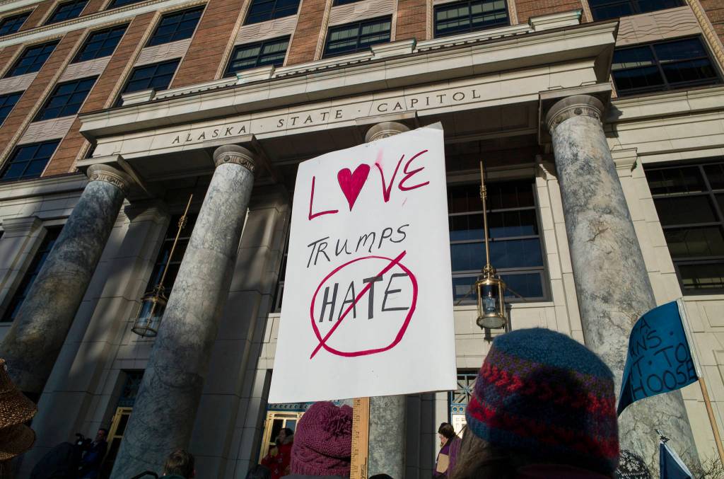 Scenes from the Womens March on Juneau in front of the Alaska State Capitol on Saturday, Jan. 19, 2019. (Michael Penn | Juneau Empire)