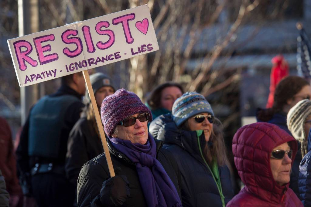 Scenes from the Womens March on Juneau in front of the Alaska State Capitol on Saturday, Jan. 19, 2019. (Michael Penn | Juneau Empire)
