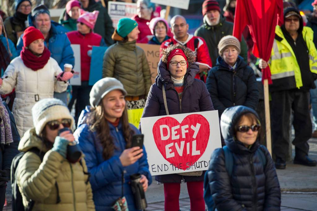 Scenes from the Womens March on Juneau in front of the Alaska State Capitol on Saturday, Jan. 19, 2019. (Michael Penn | Juneau Empire)