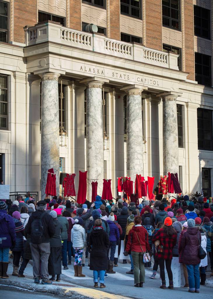 Scenes from the Womens March on Juneau in front of the Alaska State Capitol on Saturday, Jan. 19, 2019. (Michael Penn | Juneau Empire)