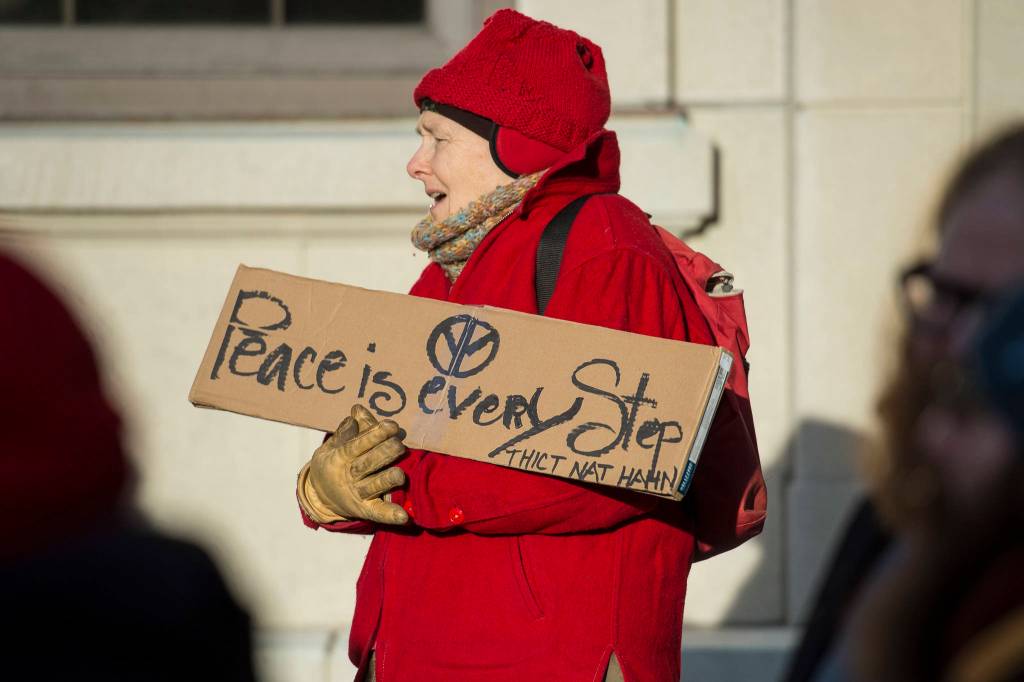 Scenes from the Womens March on Juneau in front of the Alaska State Capitol on Saturday, Jan. 19, 2019. (Michael Penn | Juneau Empire)