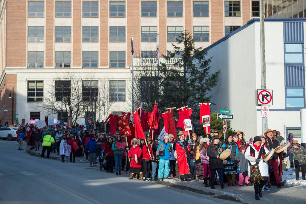 Scenes from the Womens March on Juneau in front of the Alaska State Capitol on Saturday, Jan. 19, 2019. (Michael Penn | Juneau Empire)