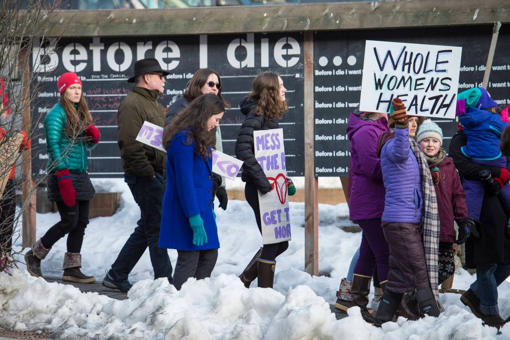 Scenes from the Womens March on Juneau in front of the Alaska State Capitol on Saturday, Jan. 19, 2019. (Michael Penn | Juneau Empire)