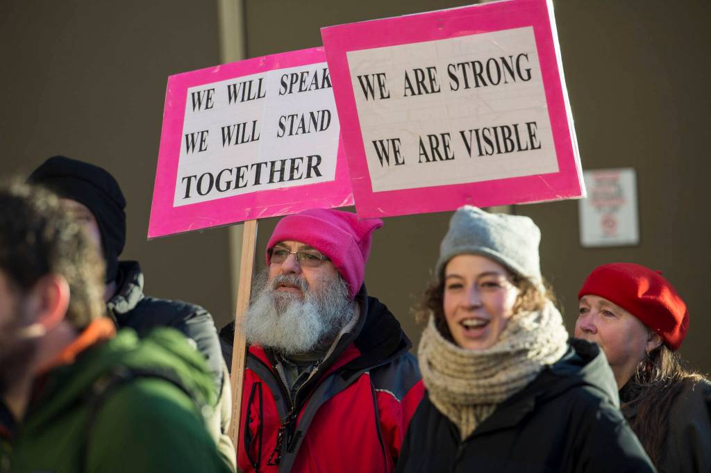 Scenes from the Womens March on Juneau in front of the Alaska State Capitol on Saturday, Jan. 19, 2019. (Michael Penn | Juneau Empire)