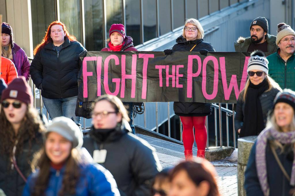Scenes from the Womens March on Juneau in front of the Alaska State Capitol on Saturday, Jan. 19, 2019. (Michael Penn | Juneau Empire)