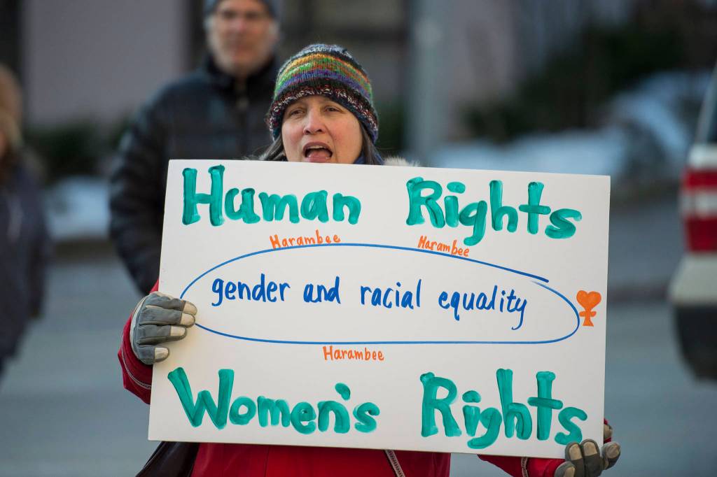 Scenes from the Womens March on Juneau in front of the Alaska State Capitol on Saturday, Jan. 19, 2019. (Michael Penn | Juneau Empire)