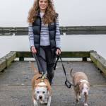 Feb. 10, 2019: No matter what the weather, dogs always need to be walked. You might as well do it in style! On this foggy day, Alicia Harris chose classic standards for her outing with her dogs Cooper and Diamond: a black and white striped J.Crew sweater, Levis jeans, Converse sneakers and a black Marmot vest for warmth. And, regardless of her outfit or the occasion, Alicia always wears her signature string of pearls.
