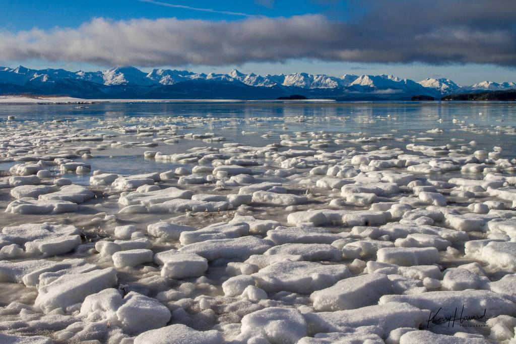 Intertidal ice and Chilkats with fresh snow at Eagle Beach. (Courtesy Photo | Kerry Howard)