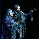 Jane Lind as Whale Priestess and Todd Hunter as Whale Chief Kanjat solemnly talk in Whale Song. (Courtesy Photo | Brian Wallace for Perseverance Theatre)