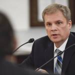 Dr. Michael Johnson, Commissioner of Education and Early Development, is interviewed by members of the Senate Finance Committee at the Capitol on Wednesday, Feb. 6, 2019. Gov. Mike Dunleavy has chosen Dr. Johnson as a Lt. Governor successor if needed. (Michael Penn | Juneau Empire)