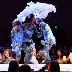 Melissa Cullum, Claire Snyder and Ellie Cullum model Jessica Snyders Downburst at the Wearable Art show at Centennial Hall on Saturday, Feb. 16, 2019. (Michael Penn | Capital City Weekly)