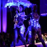 Melissa Cullum, Claire Snyder and Ellie Cullum model Jessica Snyders Downburst at the Wearable Art show at Centennial Hall on Saturday, Feb. 16, 2019. (Michael Penn | Capital City Weekly)
