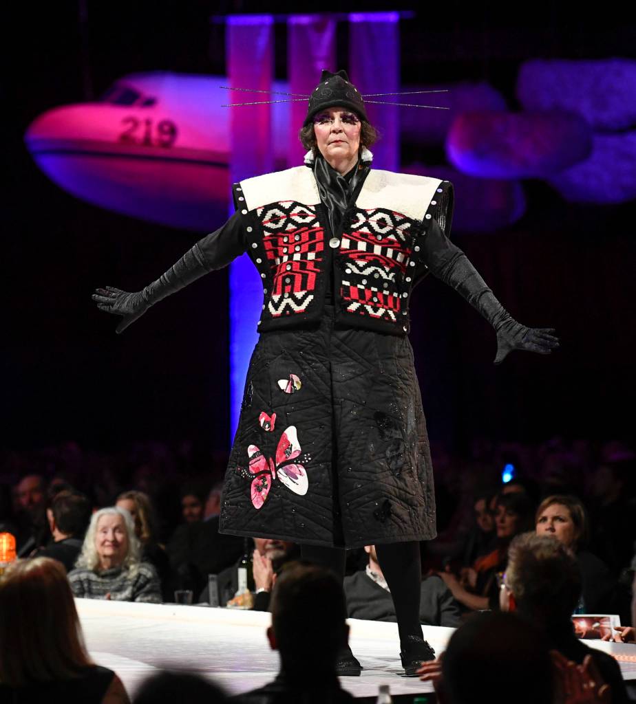 Kathryn Grant Griffin models her Variations at the Wearable Art show at Centennial Hall on Saturday, Feb. 16, 2019. (Michael Penn | Capital City Weekly)