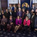 Twenty-three women legislators pose for a picture with U.S. Sen. Lisa Murkowski, R-Alaska, after Murkowski gave her annual speech to a Joint Session of the Alaska Legislature at the Capitol on Tuesday, Feb. 19, 2019. (Michael Penn | Juneau Empire)