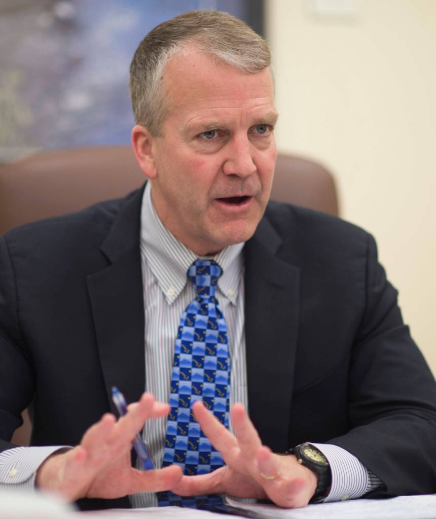 U.S. Sen. Dan Sullivan, R-Alaska, speaks during an interview with the Juneau Empire at the Capitol on Thursday, Feb. 21, 2019. (Michael Penn | Juneau Empire)