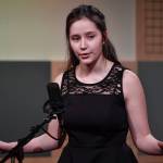 Morgan Blackgoat of Thunder Mountain High School recites one of her three poems at the annual Poetry Out Loud State Championships held at KTOOs @360 Studio on Thursday, March 7, 2019. Blackgoat was one of the top four finalists. (Michael Penn | Juneau Empire)