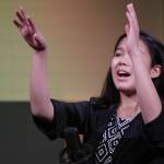 Florence Sarren of Frank A Degnan High School in Unalakleet recites one of her three poems at the annual Poetry Out Loud State Championships held at KTOOs @360 Studio on Thursday, March 7, 2019. (Michael Penn | Juneau Empire)
