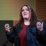 Eliana Zimmerman of Tanalian School in Port Alsworth recites one of her three poems at the annual Poetry Out Loud State Championships held at KTOOs @360 Studio on Thursday, March 7, 2019. (Michael Penn | Juneau Empire)