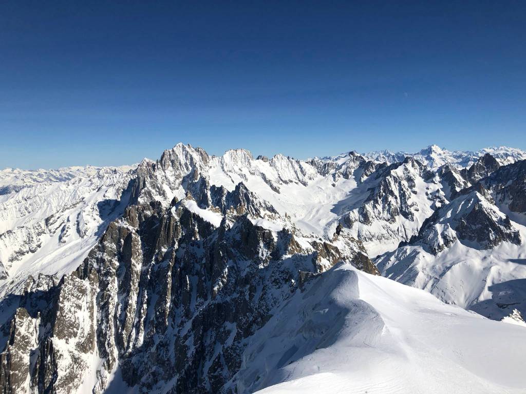 One of the peaks seen from the top of the téléférique Aiguille du Midi. (Bridget McTague | For the Juneau Empire)