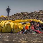 Wreckage lies at the scene where the Ethiopian Airlines Boeing 737 Max 8 crashed shortly after takeoff on Sunday killing all 157 on board, near Bishoftu, or Debre Zeit, south of Addis Ababa, in Ethiopia Tuesday, March 12, 2019. (Mulugeta Ayene | Associated Press)