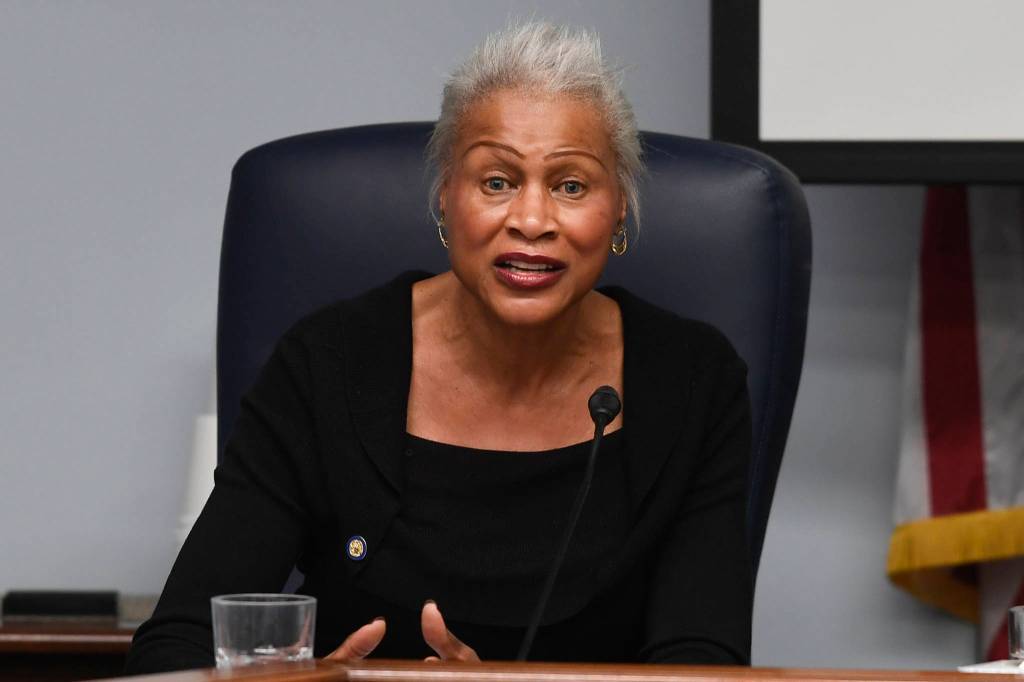 Natalie Soto, 2, helps sing with the All Nations Children Dancers as Juneau residents celebrate Indigenous Peoples Day at Elizabeth Peratrovich Hall on Monday, Oct. 9, 2017. (Michael Penn | Juneau Empire File)                                Sen. Elvi Gray-Jackson, D-Anchorage, speaks during a Senate Democrat press conference at the Capitol on Thursday, Jan. 31, 2019. (Michael Penn | Juneau Empire)