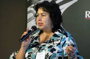 Myrna Gardner, tribal partnership specialist for the U.S. Census Bureau, said Alaskas low census response rate is costing the state millions every year during a presentation at Southeast Housing Summit, Thursday, March 14, 2019. *Ben Hohenstatt | Juneau Empire)
