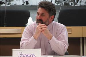 Lance Stevens, hospital board president, speaks during a joint meeting with the City and Borough of Juneau Assembly Tuesday, March 19, 2019. (Ben Hohenstatt | Juneau Empire)